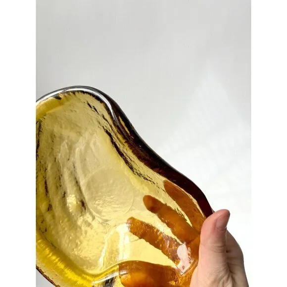 Blenko Glass Co. Amoeba Free Form Handmade Glass Catchall / Ash Tray - Picture 5 of 8